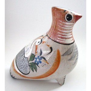 Tonala Mexican Pottery Dove-Bird Folk Art Figurine - Hand Painted 7" Large VTG